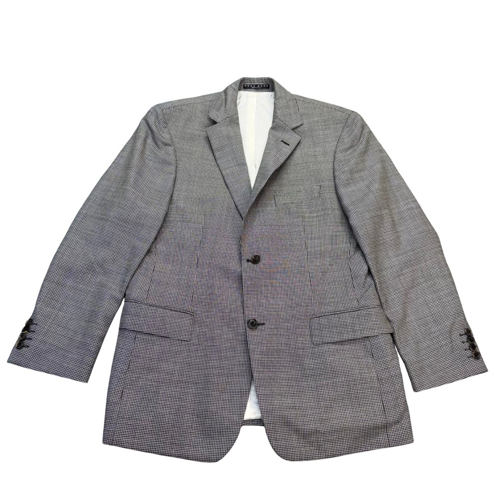 Hugo Boss Blazer Mens 40S Pasolini Black White Wool Silk Check Sport Coat USA